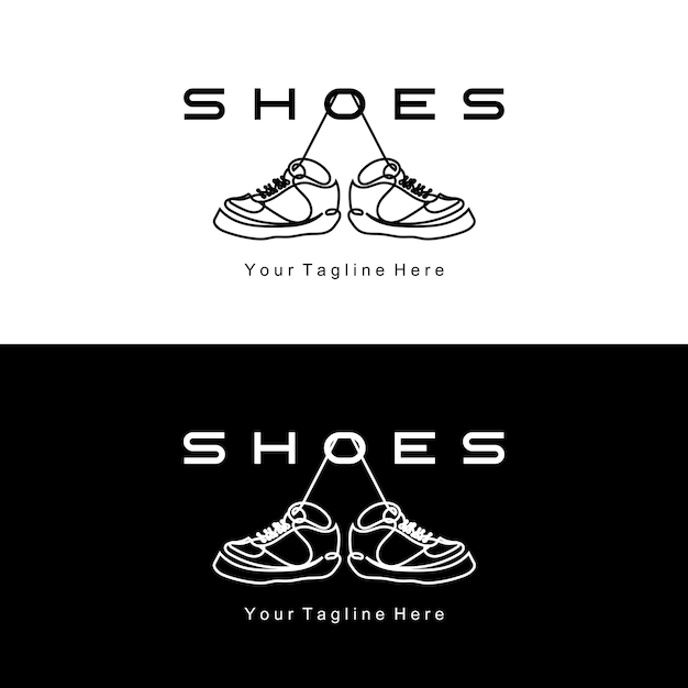 Vecteur sneakers shoe logo design illustration vectorielle du concept funky simple de chaussures tendance pour les jeunes