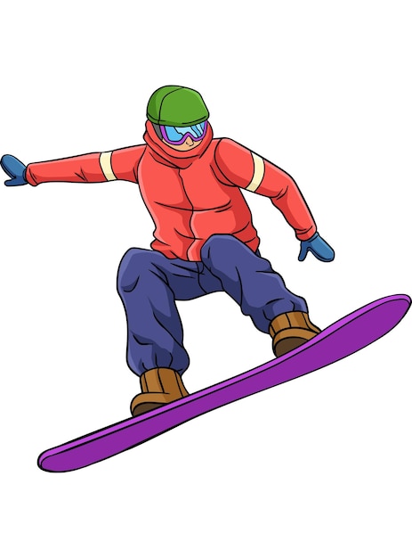 Snowboard Sports Cartoon Clipart coloré