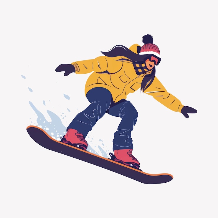 Vecteur le snowboarder en action en hiver