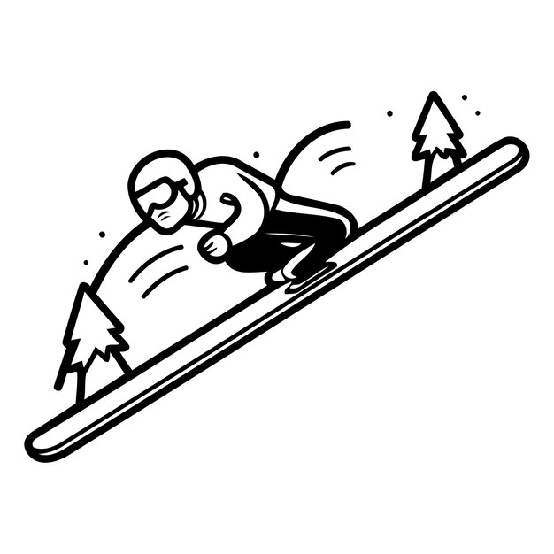 Vecteur snowboarder glissant en descente icône de sport d'hiver illustration vectorielle