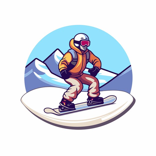 Vecteur snowboarder snowboarder sur une planche à neige illustration vectorielle