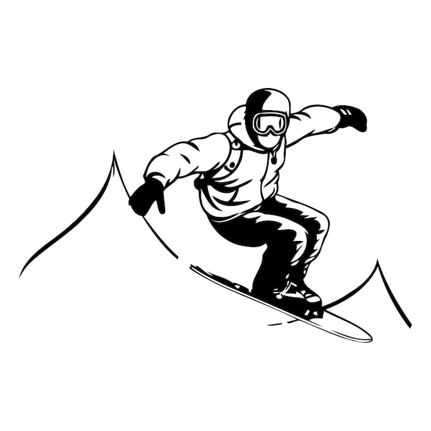 Vecteur snowboarder sur une vague illustration vectorielle d'un snowboarder sur una vague