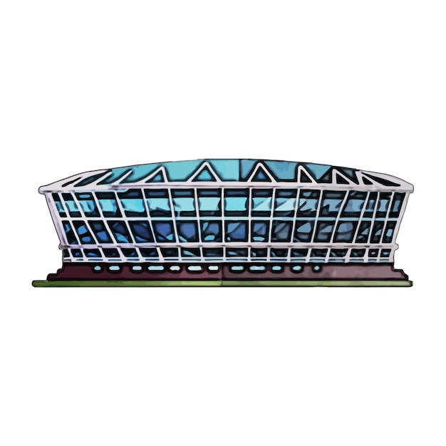 Soccer Arena Aquarelle Vector Illustration