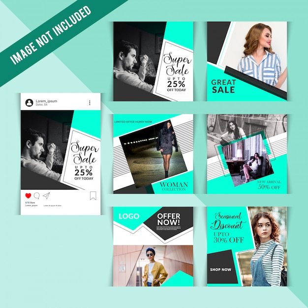 Vecteur social media shopping pack pour instagram