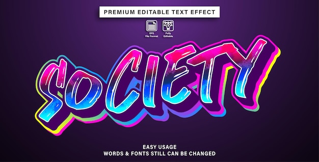 Société de style graffiti à effet de texte modifiable