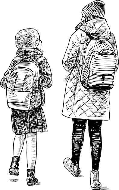 Les soeurs sortent de l'école