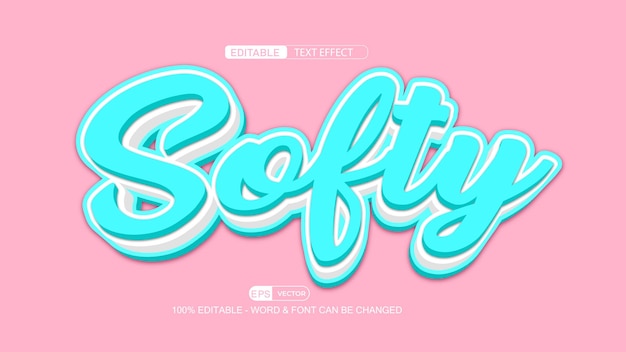 Softy 3d Effet De Texte Modifiable Style Vectoriel Eps