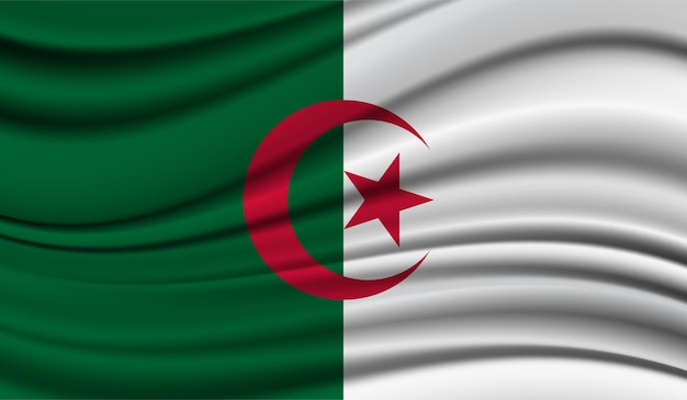 Soie Agitant Drapeau De L'Algérie Fond De Texture De Satin De Soie