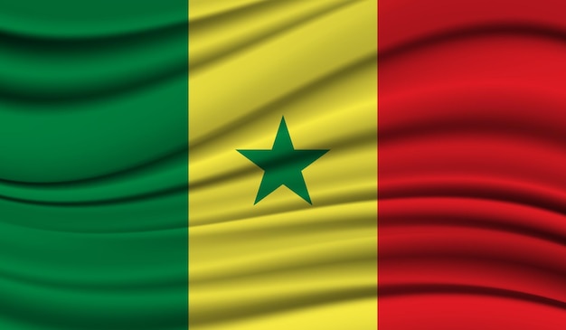 Vecteur soie agitant le drapeau du sénégal fond de texture de satin de soie