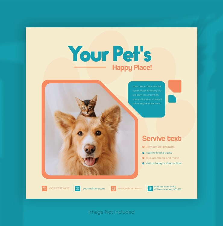 Vecteur soin des animaux de compagnie post instagram ou design de post sur les médias sociaux