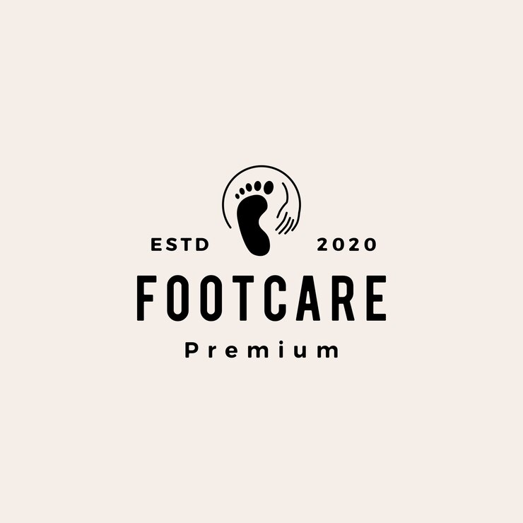 Vecteur soins des pieds logo vintage podiatrique icône illustration