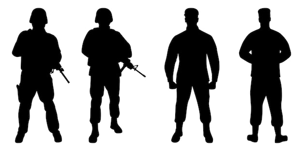 Soldat Ou Armée Silhouettes Vector Illustration