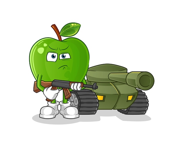 Soldat De Pomme Verte Avec Personnage De Char