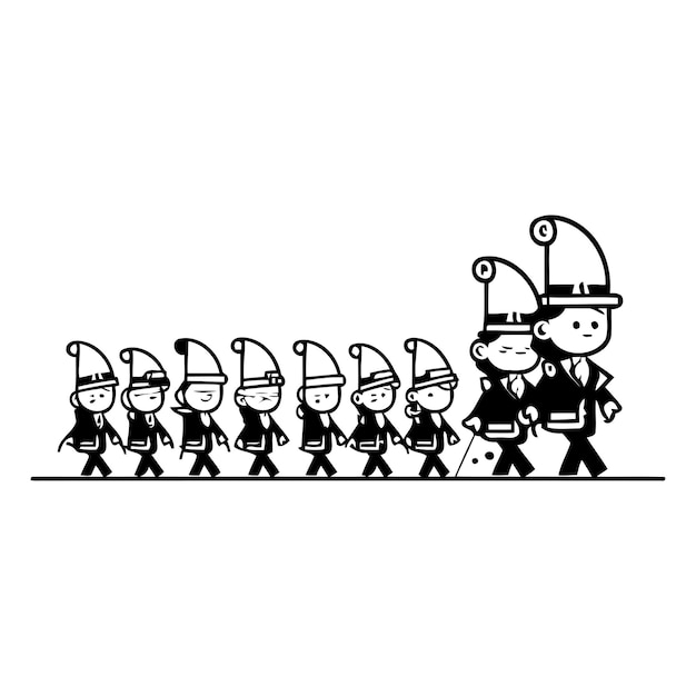 Vecteur des soldats marchant lors d'un défilé militaire illustration vectorielle en style dessin animé