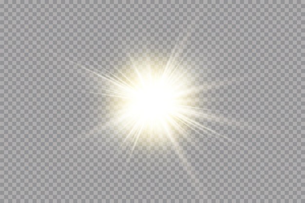 Vecteur soleil brillant brillant isolé sur illustration vectorielle de fond transparent effet de lumière lueur