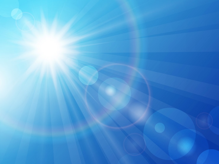 Vecteur soleil sur un ciel bleu