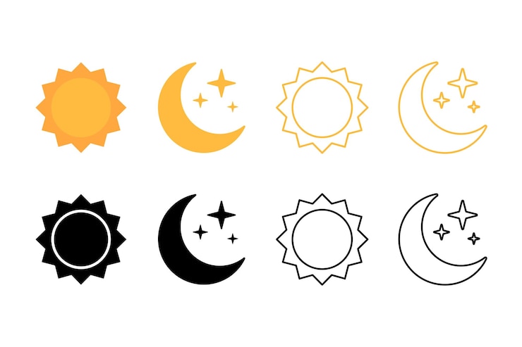 Vecteur le soleil et le coucher de la lune