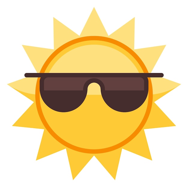 Vecteur soleil dans l'icône plate de lunettes de soleil icône de chaleur d'été de couleur