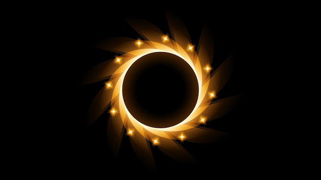 Soleil Eclipse Feu Sur Fond Sombre Vecteur Lune Design Style Science Espace Lueur Lumière