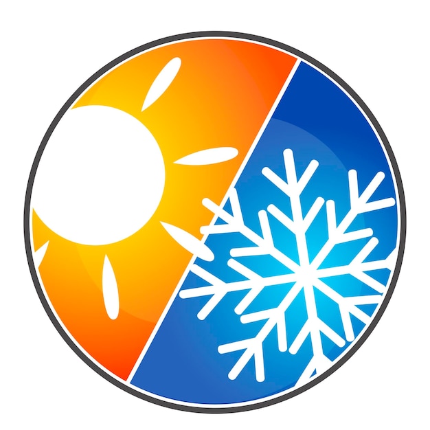 Soleil Et Flocon De Neige En Cercle Symbole De La Climatisation Et Du Chauffage à La Maison