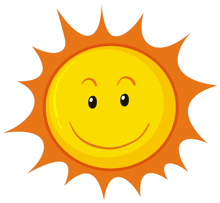 Vecteur un soleil heureux sur fond blanc