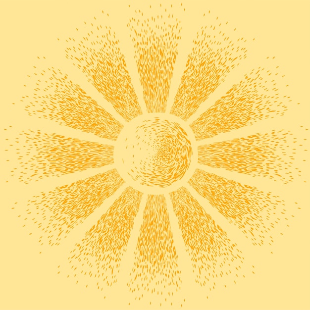 Vecteur le soleil jaune brille des rayons de lumière fond rétro vecteur solaire journée mondiale du soleil énergie solaire chaude