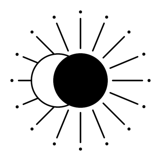 Le Soleil Et La Lune Dans La Conception Graphique Style Minimaliste Simple Objets Noirs Isolés Sur Fond Blanc