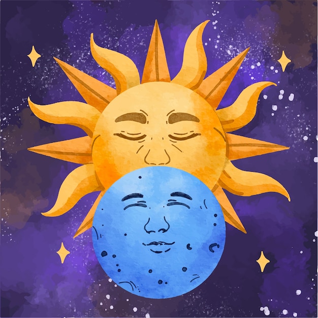 Vecteur soleil et lune dessin illustration