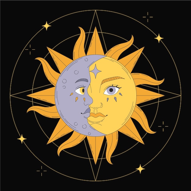 Soleil Et Lune Dessin Illustration