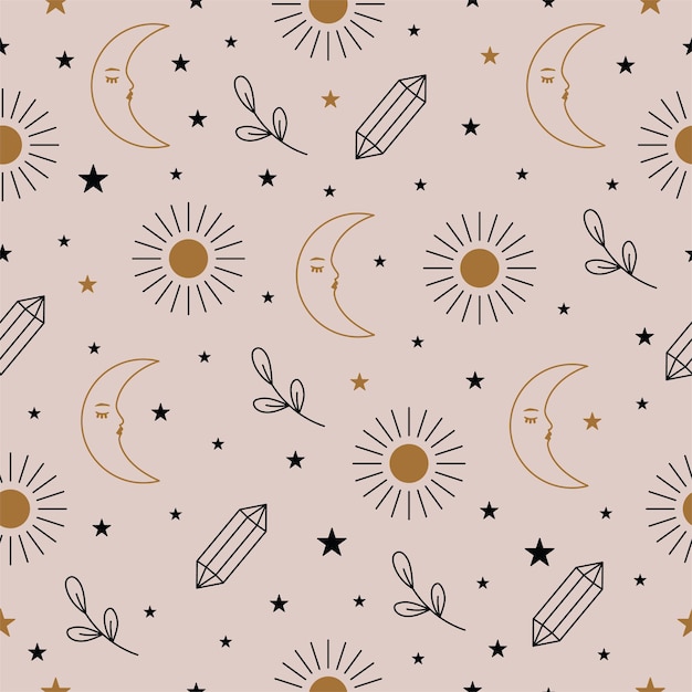 Soleil et Lune Seamless Pattern en vecteur