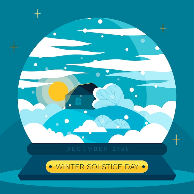Vecteur solstice d'hiver dans l'illustration de la boule de cristal