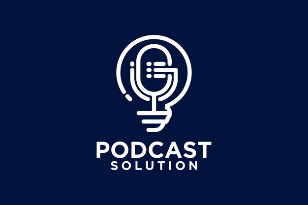 Vecteur solution de podcasting conception de logo créatif concept unique