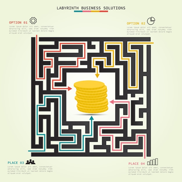 Vecteur solutions d'affaires labyrinthe