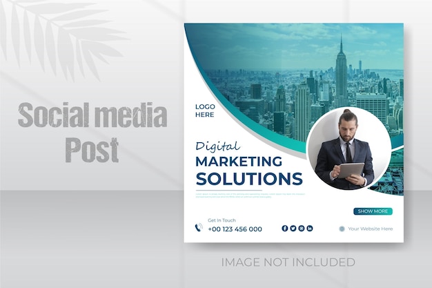 Vecteur solutions de marketing numérique et bannière de modèle de publication sur les médias sociaux instragram d'entreprise