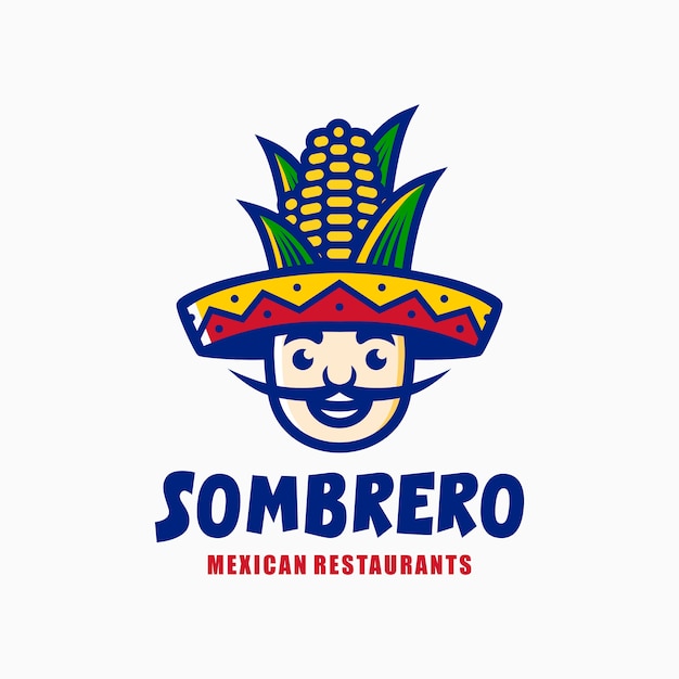 Sombrero Chapeau Maïs Restaurant Mexicain Logo Mascotte