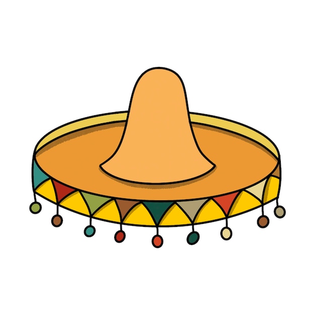 Sombrero Mexicain Coloré Dessiné à La Main