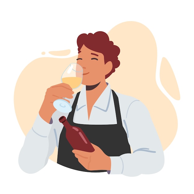 Sommelier Dégustation Spécialiste du concept de vin Dégustation de personnages masculins Arôme et boisson Boisson de verre à vin