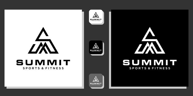 Sommet Sports Amp Fitness Combinaison Symbole Montagne Motivation Initiale Avec Modèle D'application
