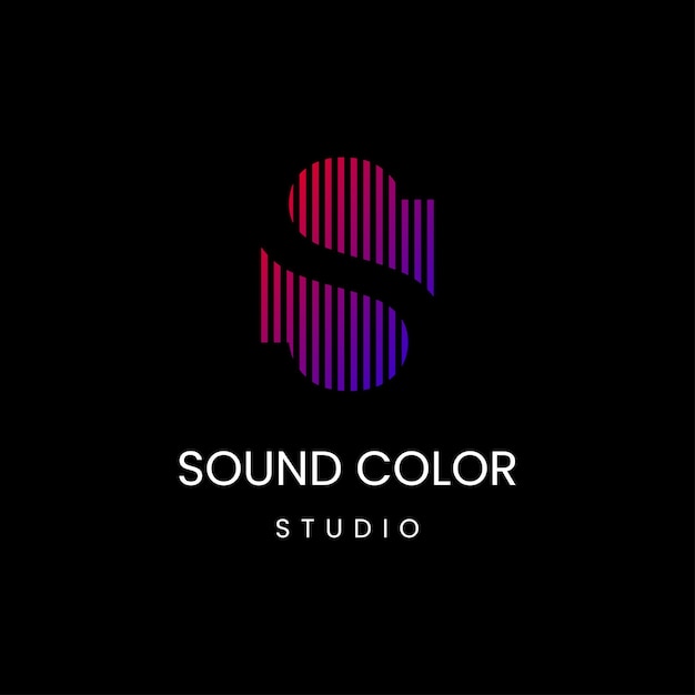 son de couleur de logo et concept de ligne de fréquence sonore de la lettre s