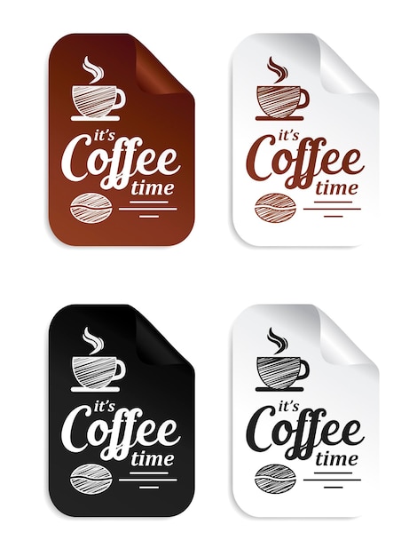 Son Set De Stickers Coffee Time Marron Noir Blanc