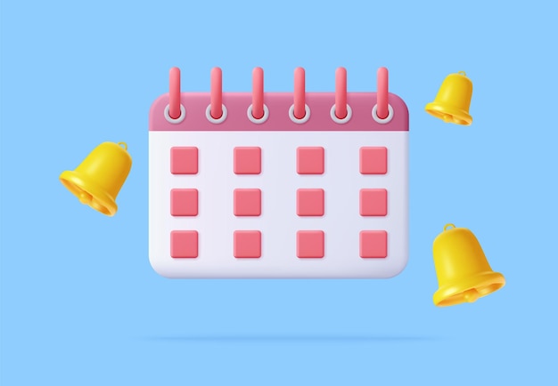 Vecteur sonnette de notification et date limite du calendrier