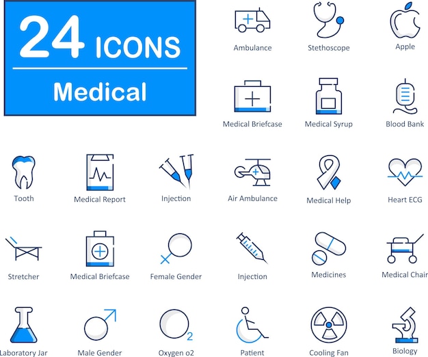 Ce Sont Des Icônes Médicales Blue Gem 24.