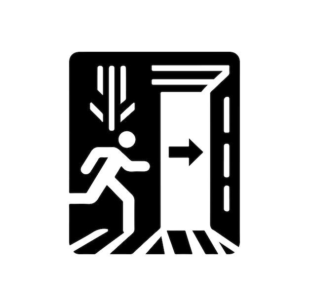 Sortie de secours Le signe et le symbole de la route d'évacuation illustrés par le vecteur