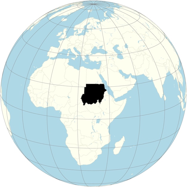 Le Soudan, Présenté Au Cœur De La Projection Orthographique Du Monde, Possède De Vastes Déserts Et Une Diversité