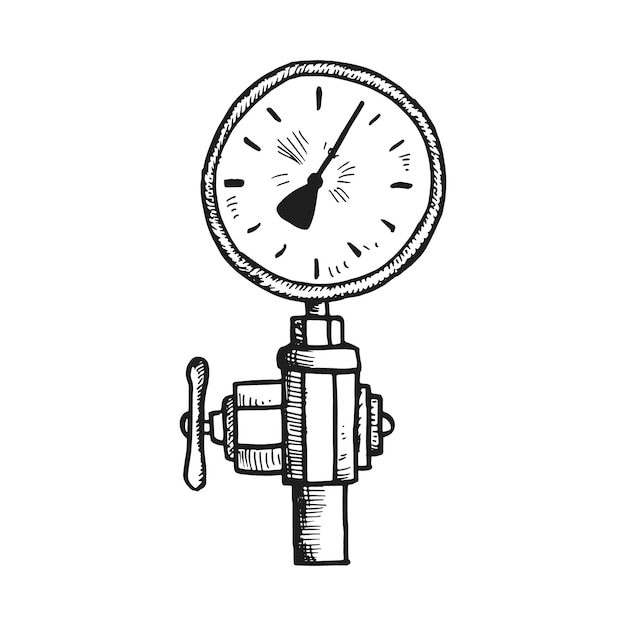 Soupape de gaz tuyau dessin sur un fond blanc