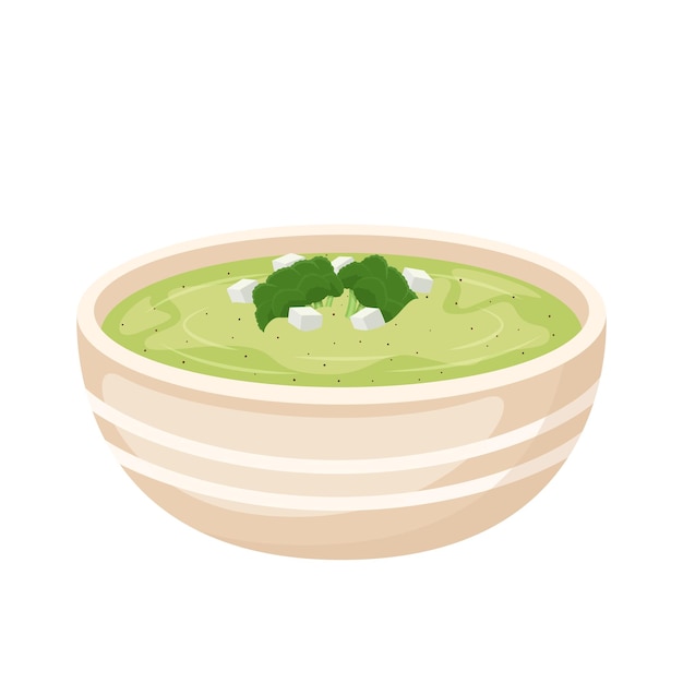 Vecteur soupe à la crème de brocoli dans un bol vector illustration
