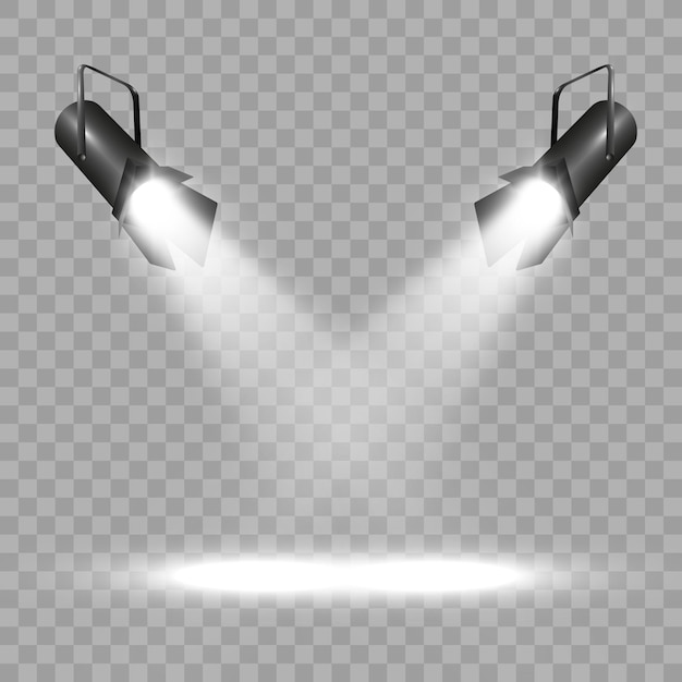 Vecteur sources lumineuses projecteurs d'éclairage de concert projecteur de concert avec spots éclairés par rayons