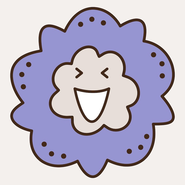 Souriant fleur abstraite personnage mascotte design visage drôle mignon iconx9