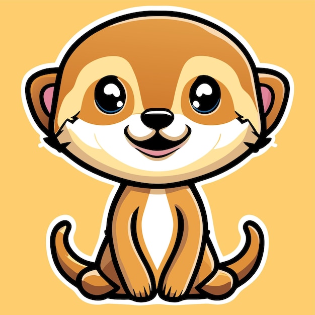 Vecteur souriant mignon suricate dessiné à la main dessin animé autocollant icône concept illustration isolée