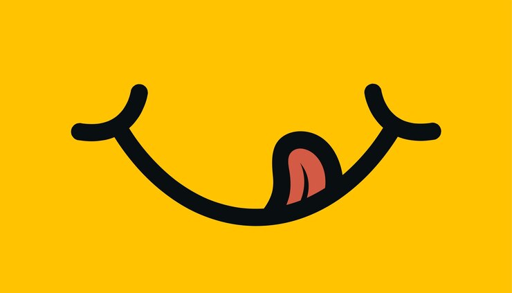 Vecteur le sourire délicieux, l'emoji, la langue, la lèche, le vecteur de la bouche.